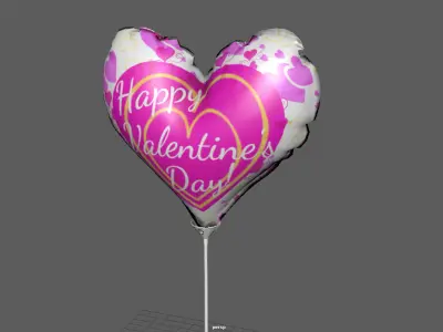 HEART BALLOON Low-poly 3D model