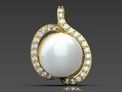 Mabe Pearl Gold Pendant with Diamond Halo pp0054 3D print model