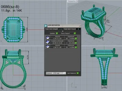 Emerald Halo Split Shank Ring 0686 3D print model