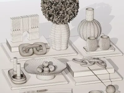 Decorative Set 039 Low-poly 3D model