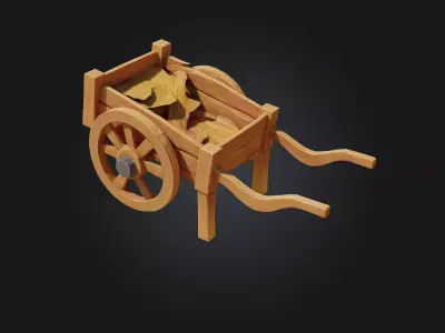 Wooden Cart Illustration  Rustic Charm on Wheels 3D model