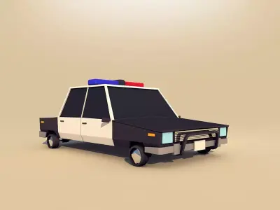 Cartoon Low Poly Police Car 3D model