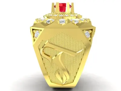 Luxury Octagon Ruby Halo Signet Ring for Men 3714 3D print model
