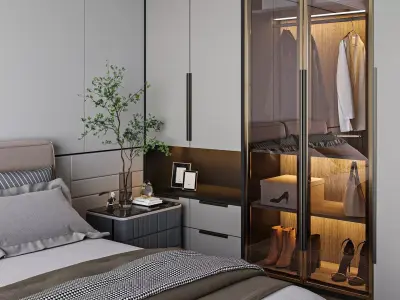 Modern Minimal Master Bedroom 3D model