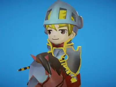 Toon Knight Animated Low-poly 3D model