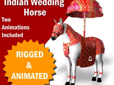 Indian Wedding Horse Rigegd and Animated 3D model