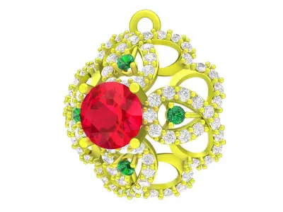 5041 luxury colorful diamond women pendant 3D print model