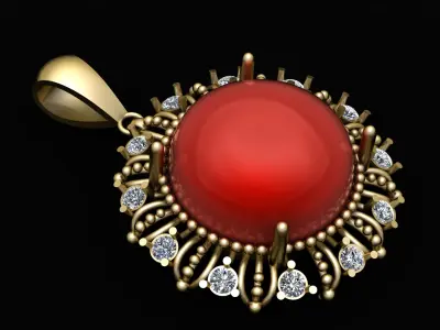 AMTIQUE RUBY PENDANT 3D PRINTALE MODEL 3D print model