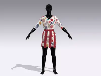 Female Cloth Dress Low-poly 3D model