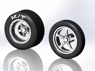 Wheels Keizer Verbrand for scale model of dragster 3D print model