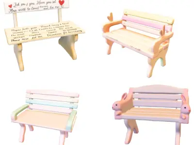 Wooden Bench Pack Low-poly 3D model