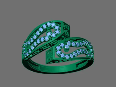 Womens Rings With Stone Ring Ready STL 3DM Models Rings women 3D print model