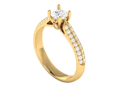 Round Cut Diamond Bridal Ring Set 3D print model