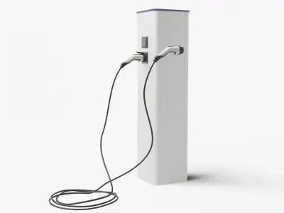 Electric Vehicle Charging Station asset collection 3D model