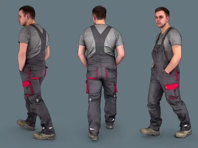Foreman in Overalls Walking 3D model