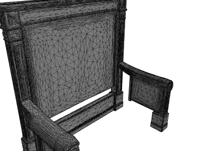 Regal Ornate Red Velvet Headboard Low-poly 3D model