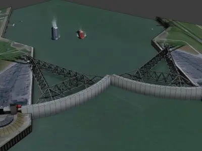  Maeslantkering storm surge barrier 3d model Low-poly 3D model