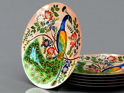Plate peacock set 3D model