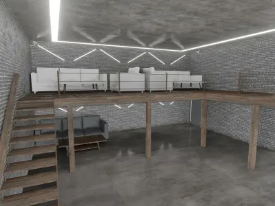 Loft Interior garage 3D model
