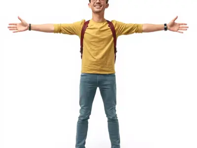 Casual Young Man with Glasses Model Pack Low-poly 3D model