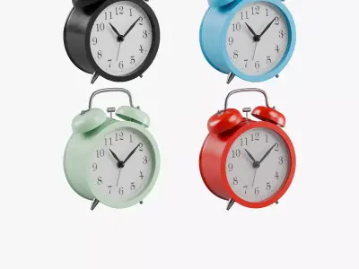Retro Alarm Clock Collection Low-poly 3D model