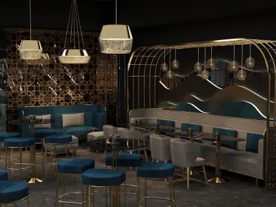 Luxury nightclub bar interior design 3D model