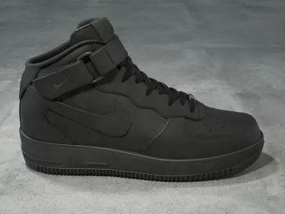 Nike Air Force 1 Mid black Low-poly 3D model