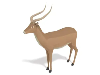 Low Poly Cartoon Impala Antelope Low-poly 3D model