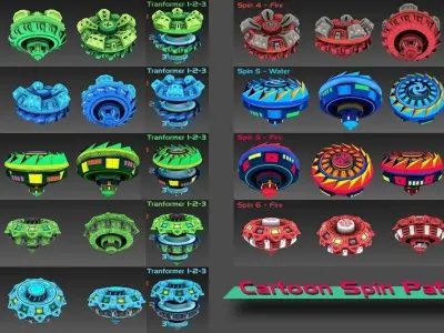 Cartoon Spin Low-poly 3D model