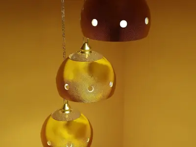 Lamps three pendant lights hanging from ceiling with walls Free 3D model