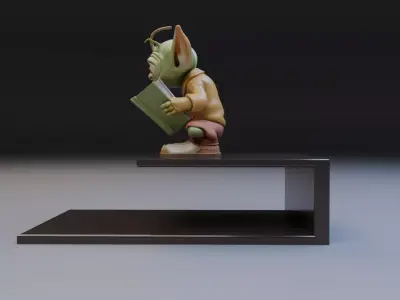 alien reading book book stand  3D print model purchase