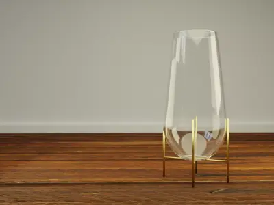 Decorative Glas With Metal Base Vase Low-poly 3D model