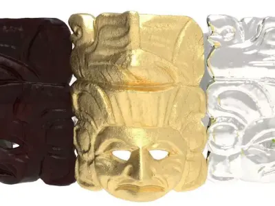 3D Scan Wooden Mayan Mask 3D model