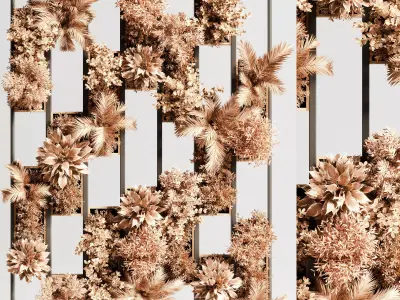 Wooden planks and vertical garden 11 3D model