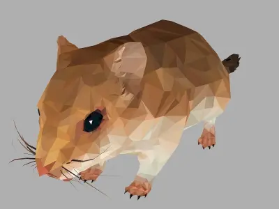 Sand Mouse Low Polygon Art  Animal maus Low-poly 3D model
