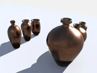 Old Copper Jars pack 1 Low-poly 3D model