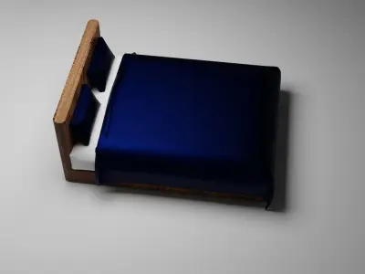 Blue Bed 3D Model - Best Bed 3D Model For Living Room 3D model