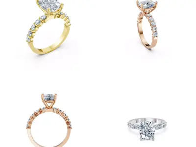 Luxury Diamond Engagement Ring CAD Design 3DM File 3D print model