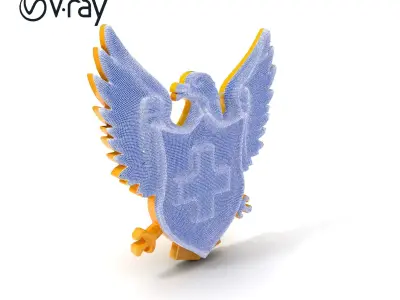 Eagle Emblem with Shield and Cross D Model Pack Low-poly 3D model