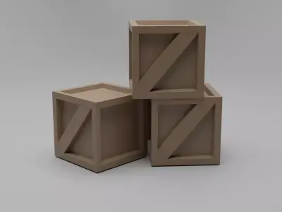 Wooden Crate Low-poly 3D model Free low-poly 3D model
