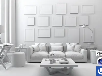 Living Room 08 - Vray6 - C4D 3D model