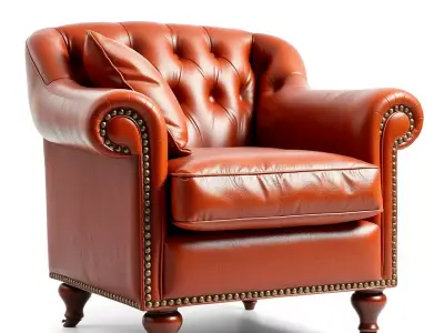 Vintage Leather Armchair model pack Low-poly 3D model