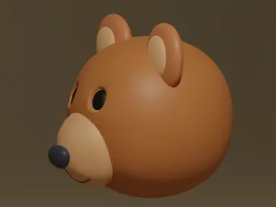 Cartoon Cute Bear Head 3D model purchase