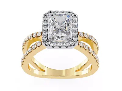 Halo setting radiant criss cross eternity diamond ring for women 3D print model