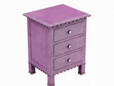 Old Wooden Dresser A 07 Low-poly 3D model