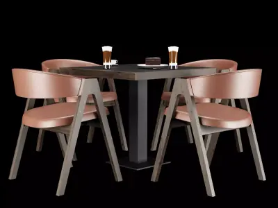 Summer cafe table and chairs 3D model