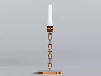 Alphabet F Chain Bronze Candleholder 3D Model True 4K PBR Render Low-poly 3D model