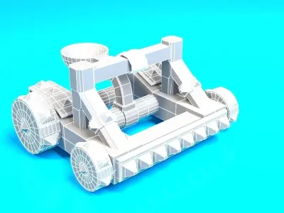 Catapult wooden toy car Low-poly 3D model