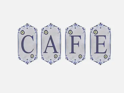 old stone cafe sign model Low-poly 3D model