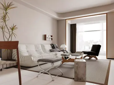 Modern living room dining room interior scenes 476 3D model